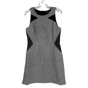 Banana Republic Sleeveless Black White Woven Tweed Sheath Dress Size 10P NWT